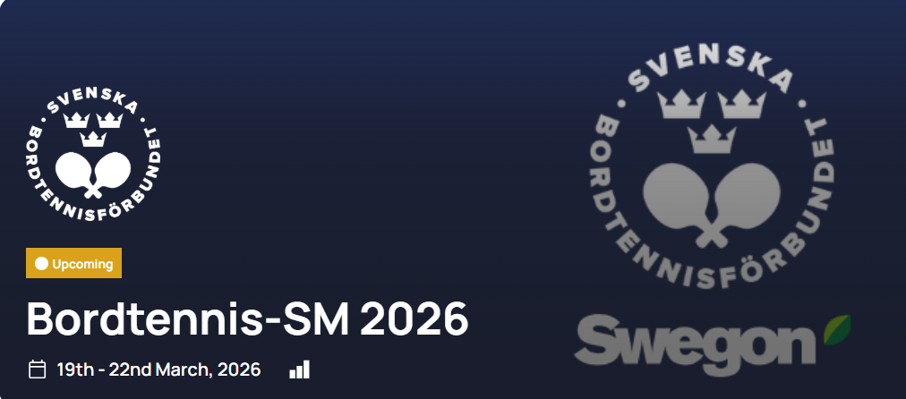 Följ läget inför SWEGON Bordtennis-SM 2026